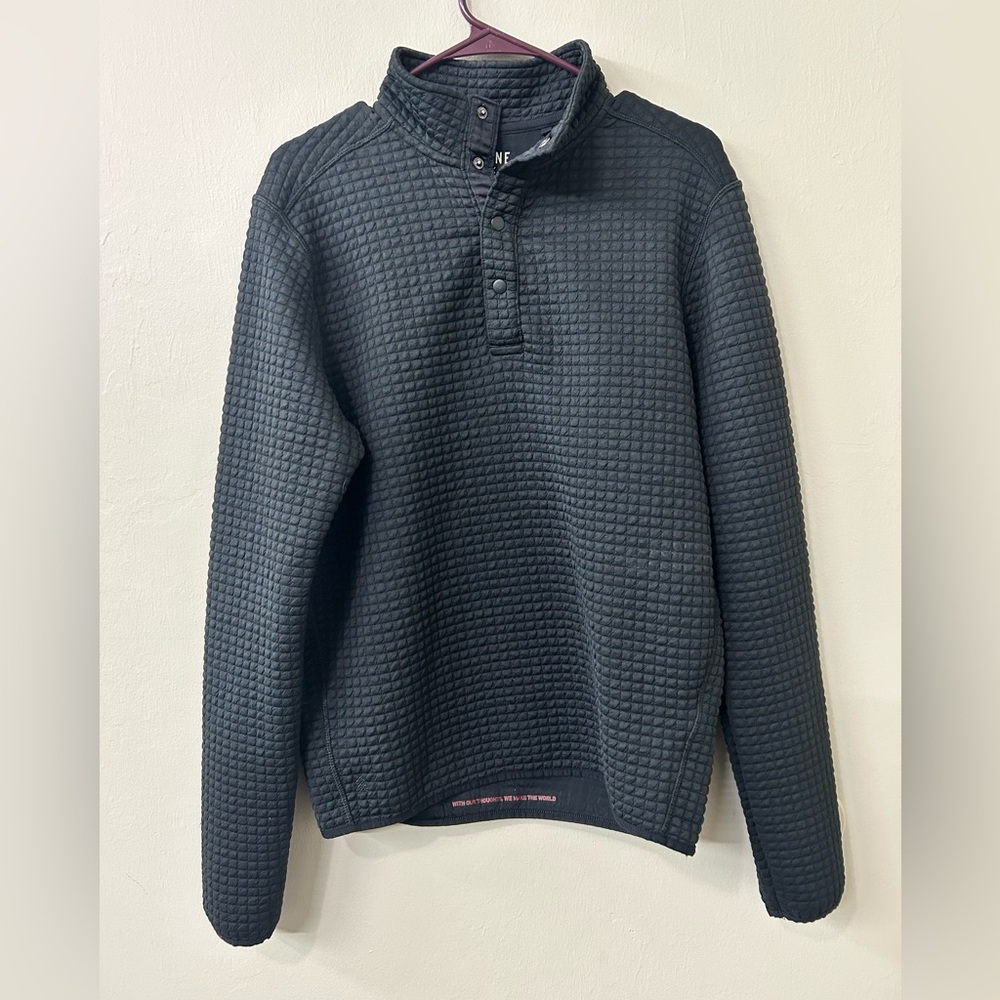 RHONE Men's Black Quilted Snap-Placket Pullover
